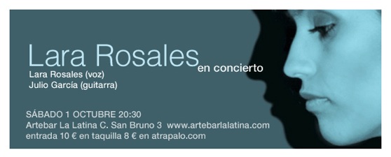 Concierto Lara Rosales y Julio García 1 octubre en Madrid