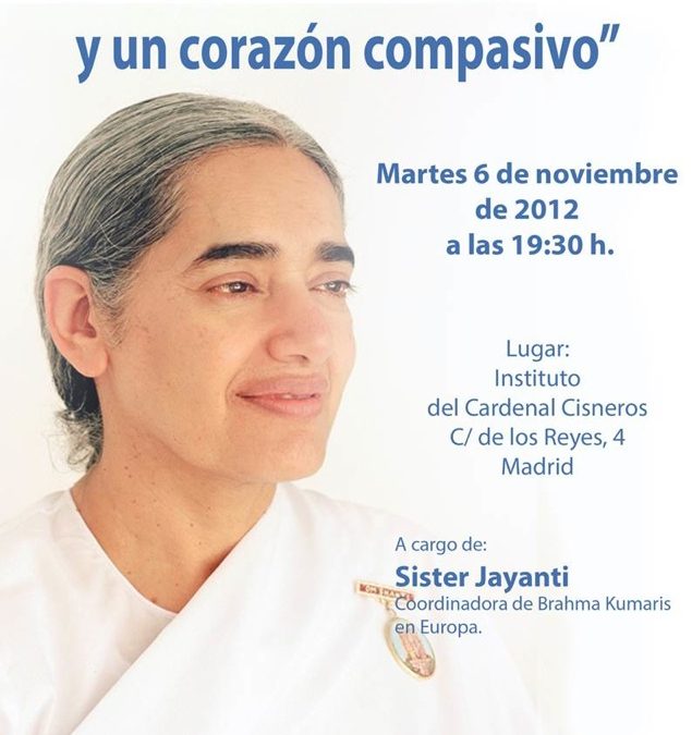 «Una mente libre y un corazón compasivo», conferencia de Sister Jayanti en Madrid, 6 noviembre 19:30 horas