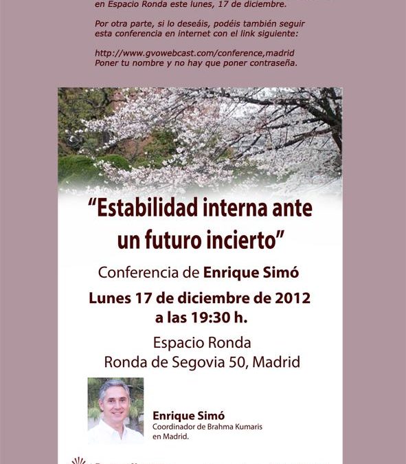 Conferencia presencial y por internet de Enrique Simó: 17 diciembre 2012
