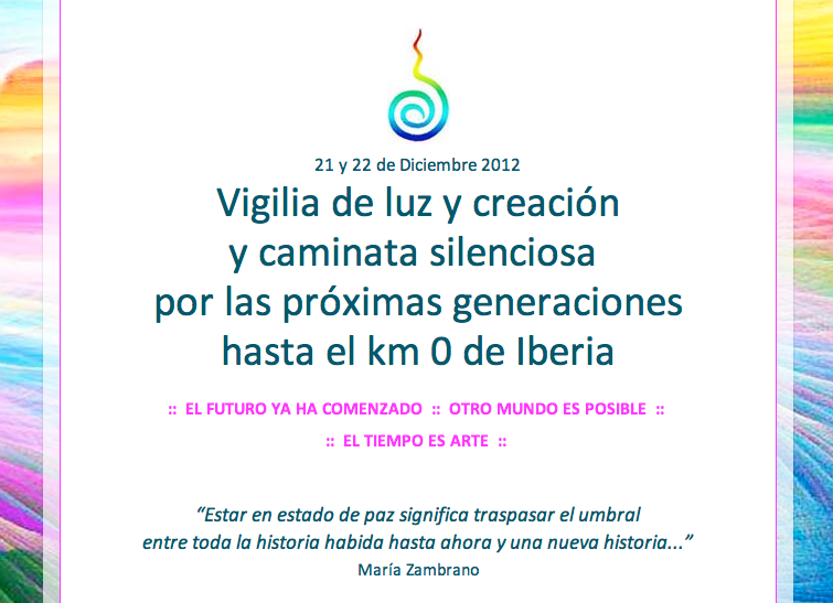 Vigilia de la luz y creación y caminata silenciosa, Madrid 21 y 22 diciembre 2012