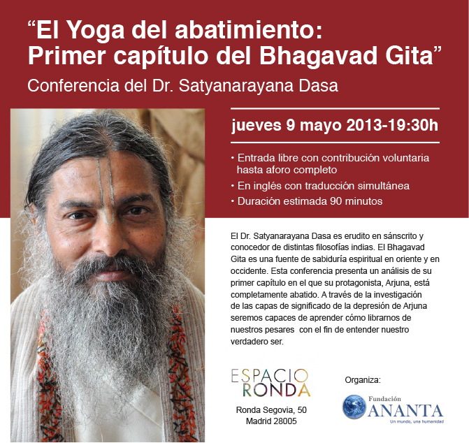 Conferencia sobre “El Yoga del abatimiento: Primer capítulo del Bhagavad Gita»-  9 mayo 2013