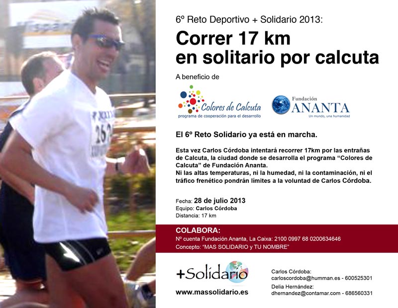 SEXTO RETO +SOLIDARIO: Correr 17 Km. en solitario por la ciudad de Calcuta