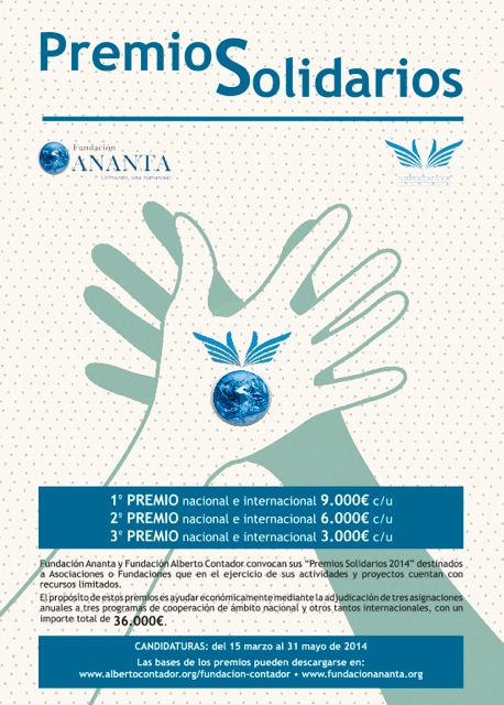 Fundación Ananta y Fundación Alberto Contador convocan sus Premios Solidarios 2014