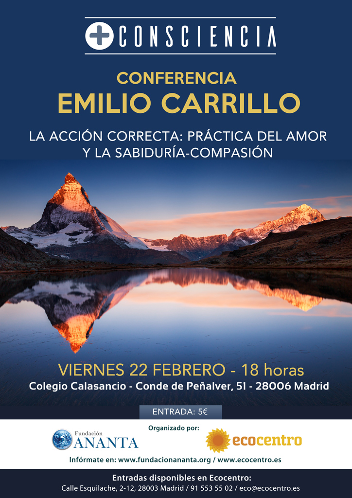 Conferencia + Consciencia con Emilio Carrillo, 22 febrero 2019– parte del Plan «Restaurar la red armónica del planeta»