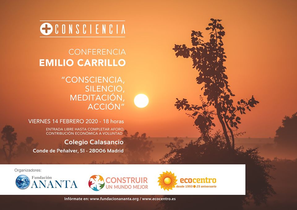 Conferencia + Consciencia con Emilio Carrillo, 14 febrero 2020, +regalo árboles por Plantamos Árboles