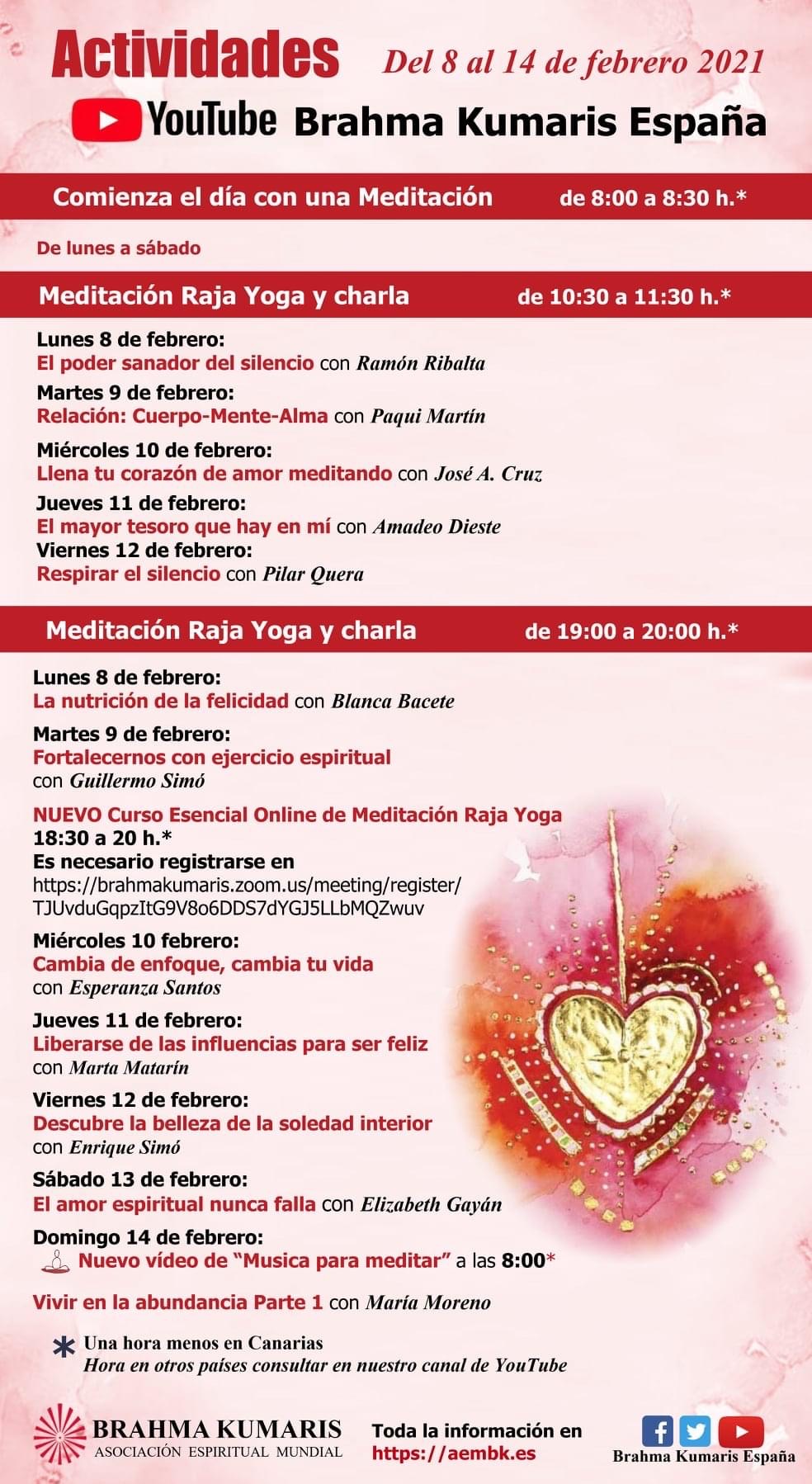 Programa meditaciones semana 8-14 febrero 2021